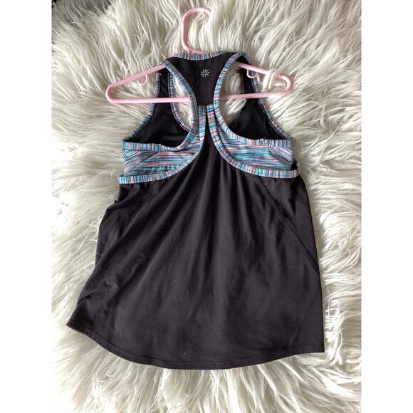 Athleta Girl Tennis Running Athletic Bra Tank Shirt Sports Black Size Small/7 - Picture 3 of 7